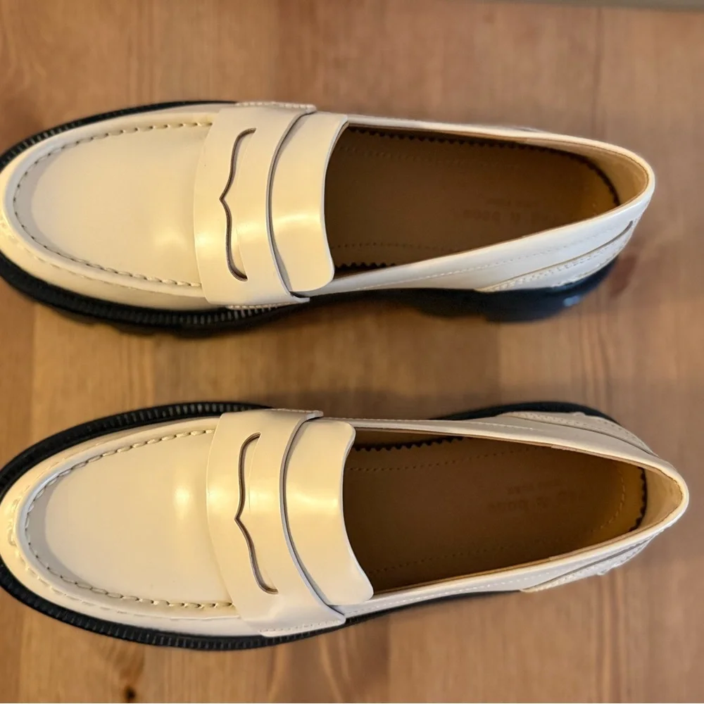 ✨NIB✨ Rag & Bone “Quinn” Cream Loafers with Black Lug Soles Size US 9/EU 39 - Picture 2 of 6